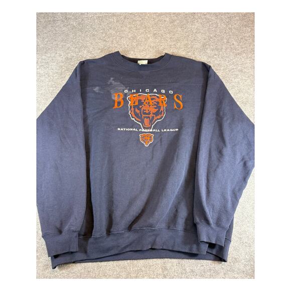 Vintage 90s Chicago Blackhawks NHL Hockey Sweatshirt Mens 2XL Navy Lee Sport - Picture 1 of 6